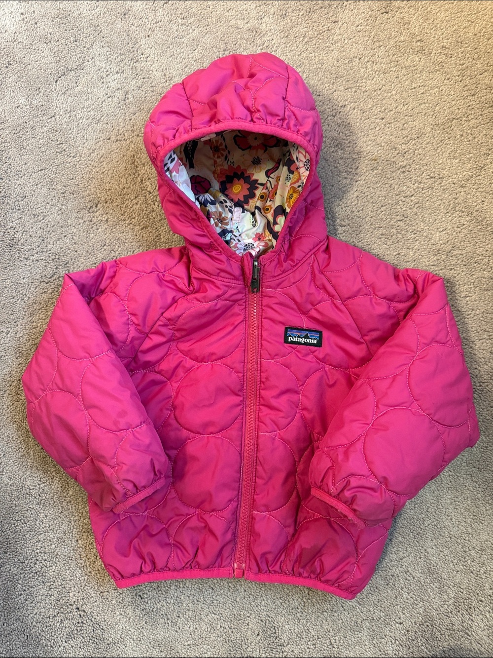 Patagonia Kids Hot Pink Quilted Hooded Puffer Jacket